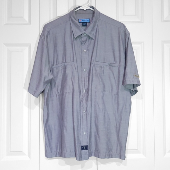 Kenneth Cole Reaction Vintage Button Short Sleeve Gray Silky Shirt Men Lg/Med - Picture 11 of 12